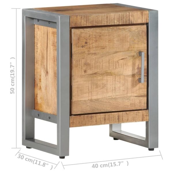 vidaXL Bedside Cabinet 15.7"x11.8"x19.7" Rough Mango Wood - Image 7