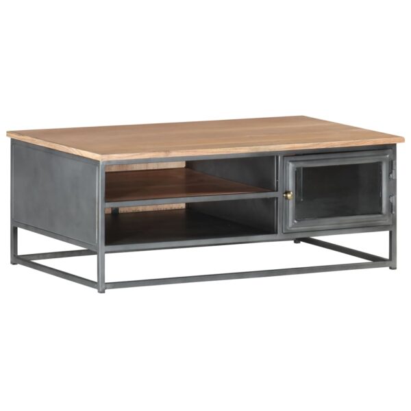 vidaXL Coffee Table Gray 35.4"x19.7"x13.8" Solid Acacia Wood - Image 11