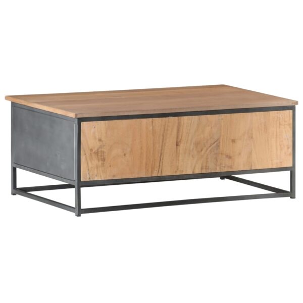 vidaXL Coffee Table Gray 35.4"x19.7"x13.8" Solid Acacia Wood - Image 4