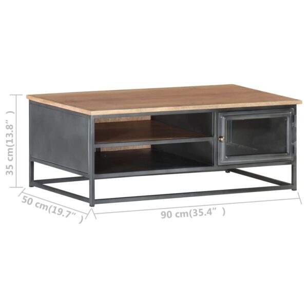 vidaXL Coffee Table Gray 35.4"x19.7"x13.8" Solid Acacia Wood - Image 7