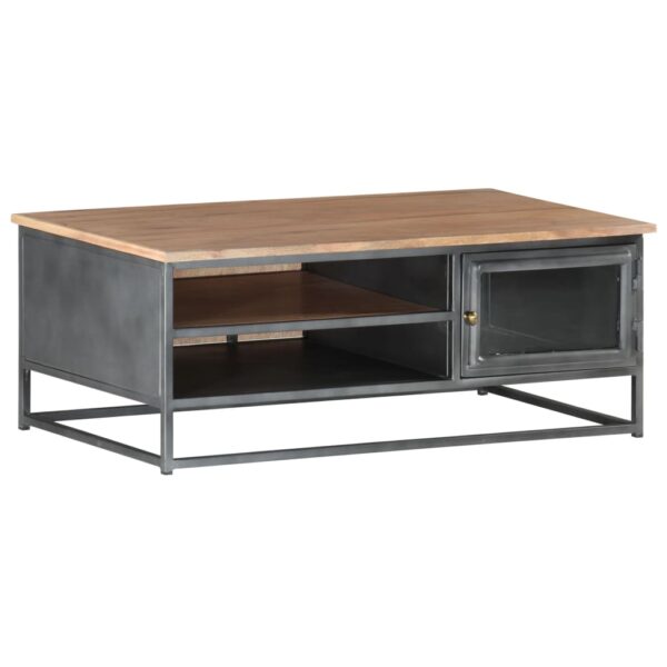 vidaXL Coffee Table Gray 35.4"x19.7"x13.8" Solid Acacia Wood - Image 10