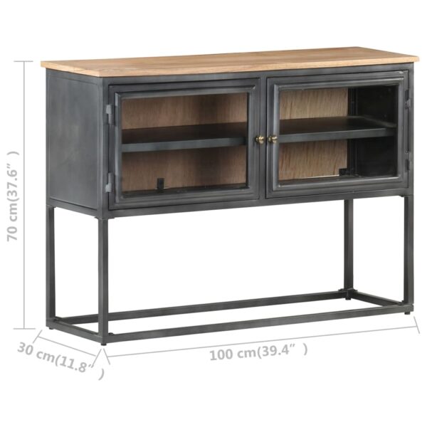 vidaXL Sideboard Gray 39.4"x11.8"x27.6" Solid Acacia Wood - Image 7