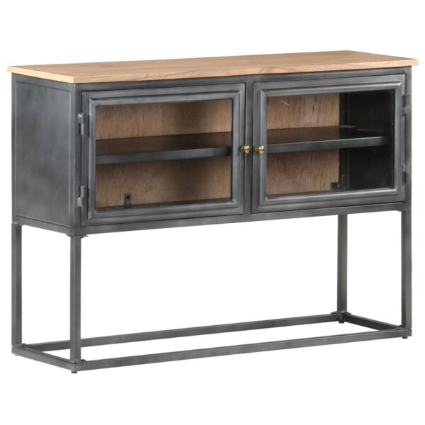 vidaXL Sideboard Gray 39.4"x11.8"x27.6" Solid Acacia Wood - Image 8