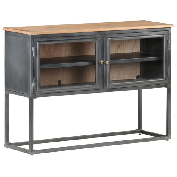 vidaXL Sideboard Gray 39.4"x11.8"x27.6" Solid Acacia Wood - Image 9