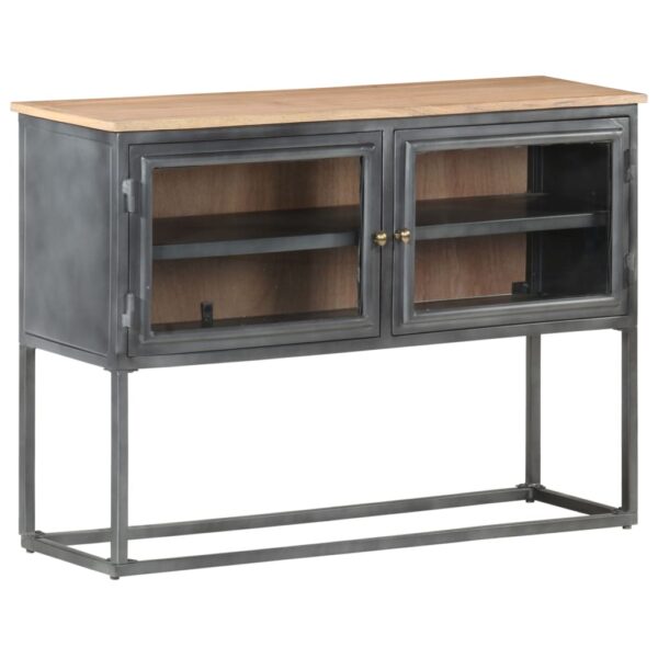 vidaXL Sideboard Gray 39.4"x11.8"x27.6" Solid Acacia Wood - Image 10