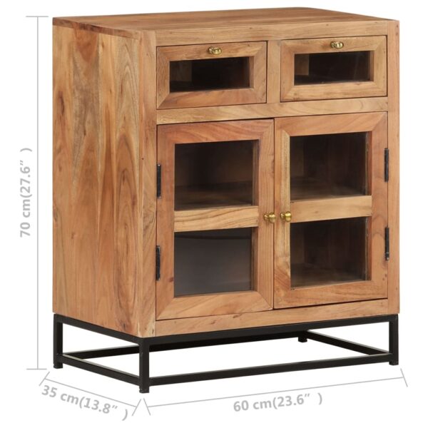 vidaXL Sideboard 23.6"x13.8"x27.6" Solid Acacia Wood - Image 7