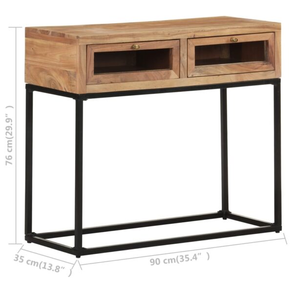 vidaXL Console Table 35.4"x13.8"x29.9" Solid Acacia Wood - Image 7