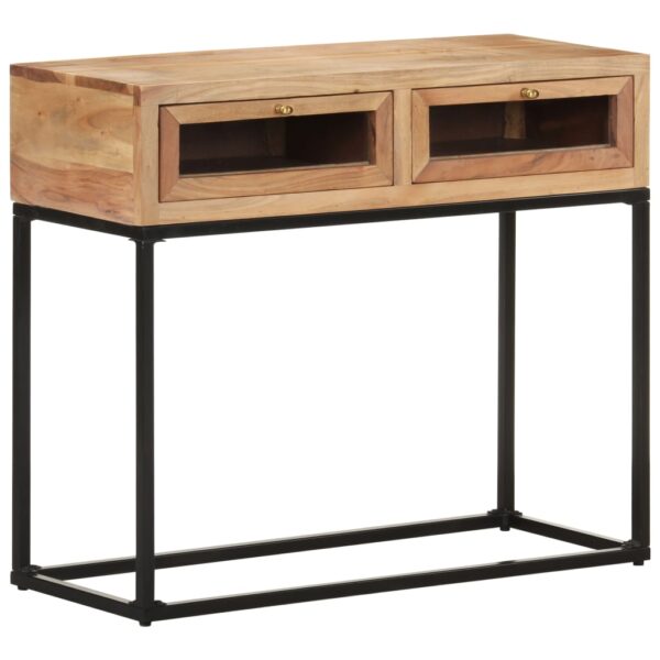 vidaXL Console Table 35.4"x13.8"x29.9" Solid Acacia Wood - Image 10