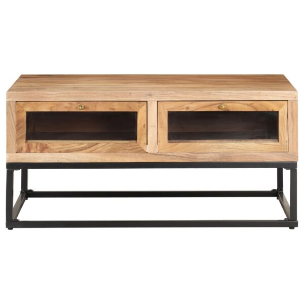 vidaXL Coffee Table 35.4"x23.6"x15.7" Solid Acacia Wood - Image 2