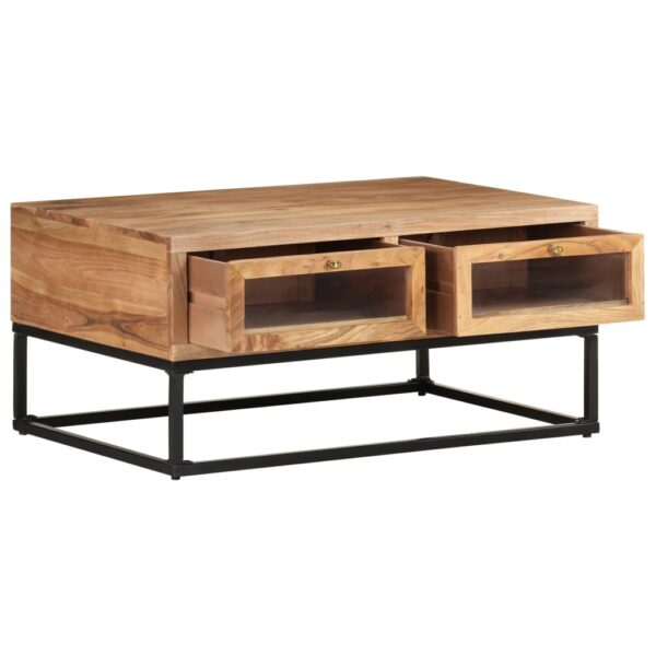 vidaXL Coffee Table 35.4"x23.6"x15.7" Solid Acacia Wood - Image 3