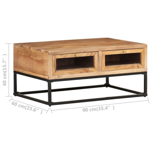 vidaXL Coffee Table 35.4"x23.6"x15.7" Solid Acacia Wood - Image 7