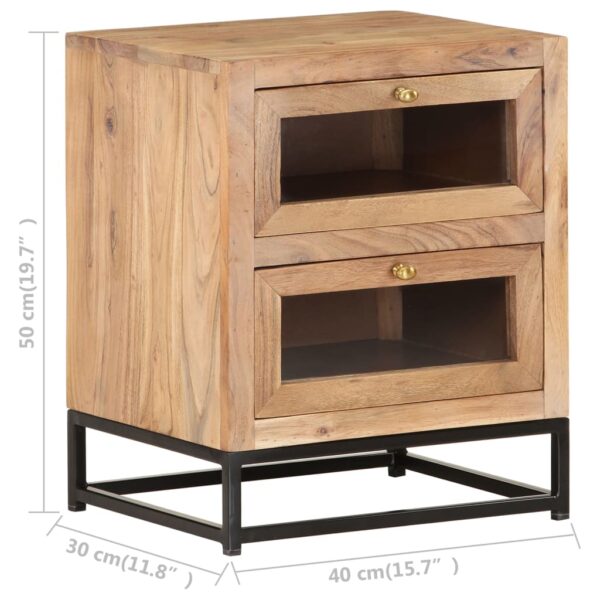 vidaXL Bedside Cabinet 15.7"x11.8"x19.7" Solid Acacia Wood - Image 7