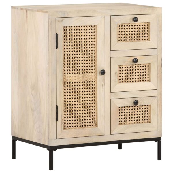 vidaXL Sideboard 23.6"x13.8"x27.6" Solid Mango Wood and Natural Cane - Image 11