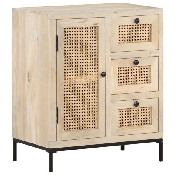 vidaXL Sideboard 23.6"x13.8"x27.6" Solid Mango Wood and Natural Cane - Image 12