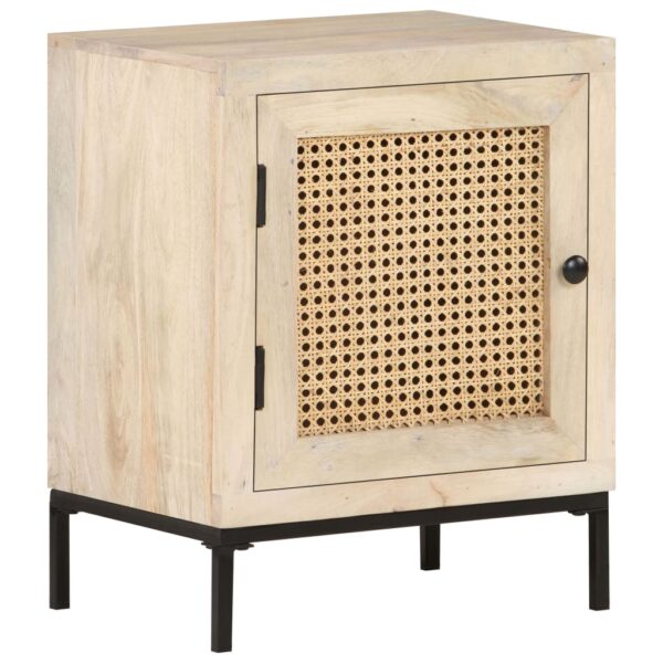 vidaXL Bedside Cabinet 15.7"x11.8"x19.7" Solid Mango Wood and Natural Cane