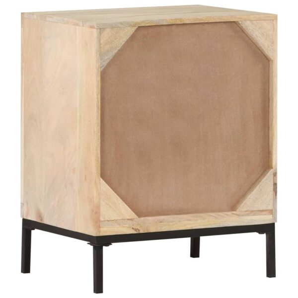 vidaXL Bedside Cabinet 15.7"x11.8"x19.7" Solid Mango Wood and Natural Cane - Image 4