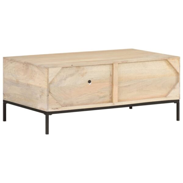 vidaXL Coffee Table 35.4"x19.7"x14.6" Solid Mango Wood and Natural Cane - Image 4