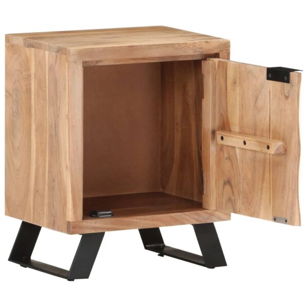 vidaXL Bedside Cabinet 15.7"x11.8"x19.7" Solid Acacia Wood with Live Edges - Image 3