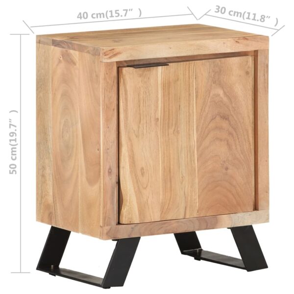 vidaXL Bedside Cabinet 15.7"x11.8"x19.7" Solid Acacia Wood with Live Edges - Image 8