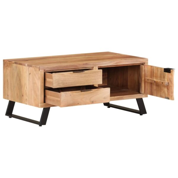 vidaXL Coffee Table 35.4"x19.7"x15.7" Solid Acacia Wood with Live Edges - Image 2