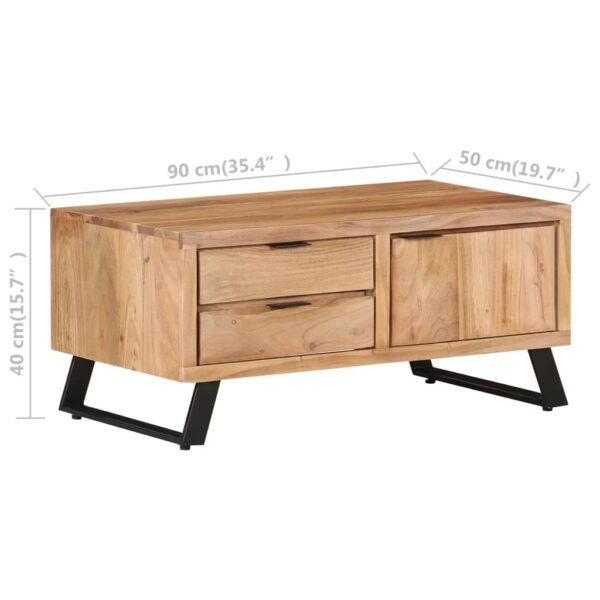 vidaXL Coffee Table 35.4"x19.7"x15.7" Solid Acacia Wood with Live Edges - Image 7