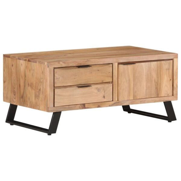 vidaXL Coffee Table 35.4"x19.7"x15.7" Solid Acacia Wood with Live Edges - Image 9