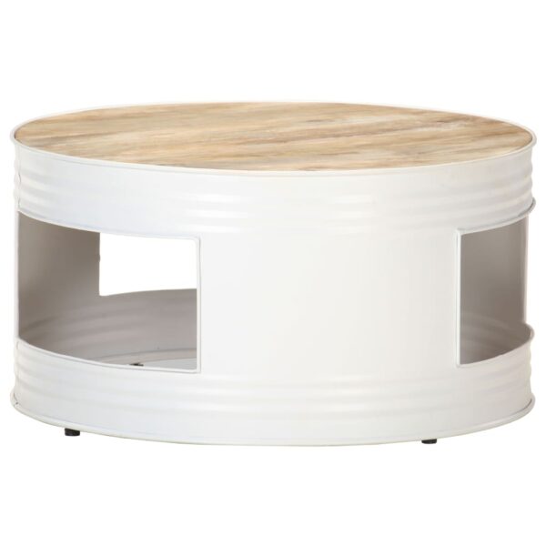 vidaXL Coffee Table White 26.8"x26.8"x14.2" Solid Mango Wood