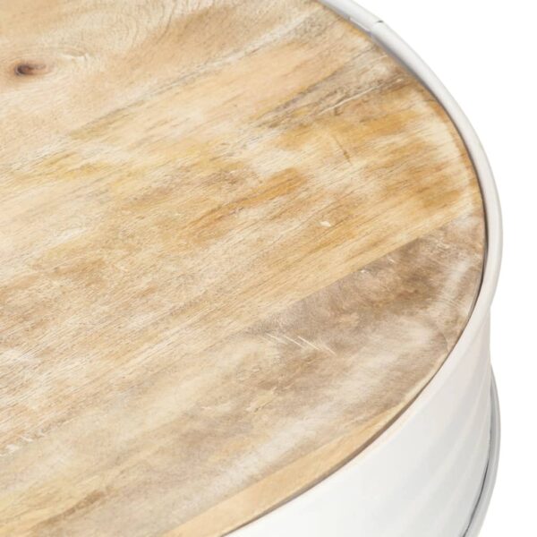 vidaXL Coffee Table White 26.8"x26.8"x14.2" Solid Mango Wood - Image 4