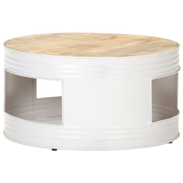 vidaXL Coffee Table White 26.8"x26.8"x14.2" Solid Mango Wood - Image 7