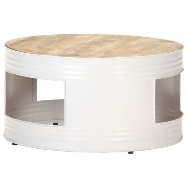 vidaXL Coffee Table White 26.8"x26.8"x14.2" Solid Mango Wood - Image 8