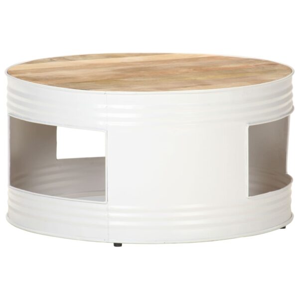 vidaXL Coffee Table White 26.8"x26.8"x14.2" Solid Mango Wood - Image 9