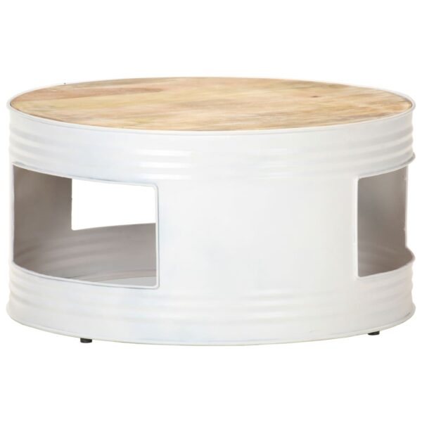 vidaXL Coffee Table White 26.8"x26.8"x14.2" Solid Mango Wood - Image 10