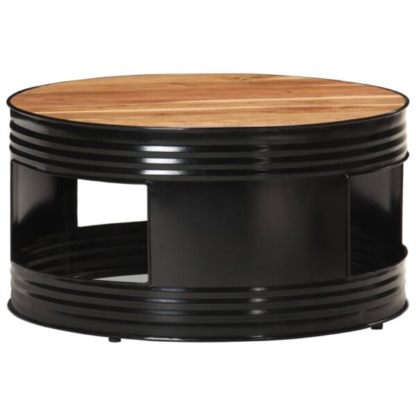 vidaXL Coffee Table Black 26.8"x26.8"x14.2" Solid Acacia Wood