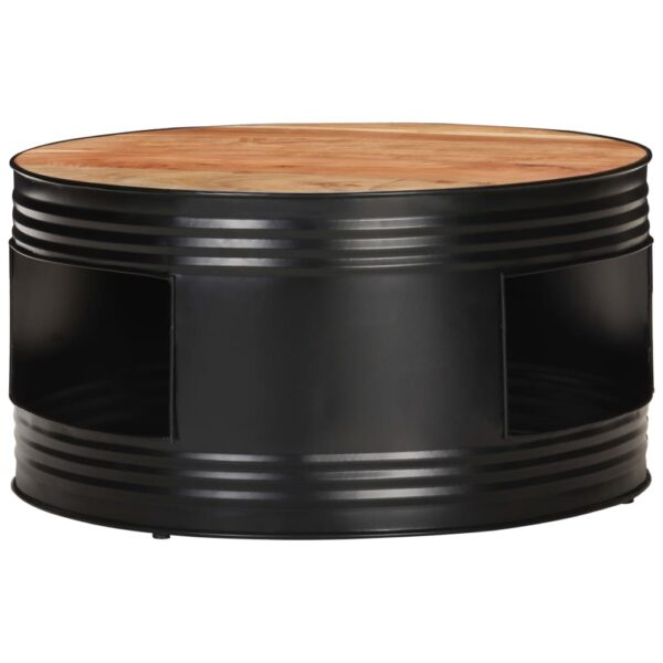 vidaXL Coffee Table Black 26.8"x26.8"x14.2" Solid Acacia Wood - Image 2