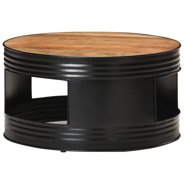 vidaXL Coffee Table Black 26.8"x26.8"x14.2" Solid Acacia Wood - Image 7