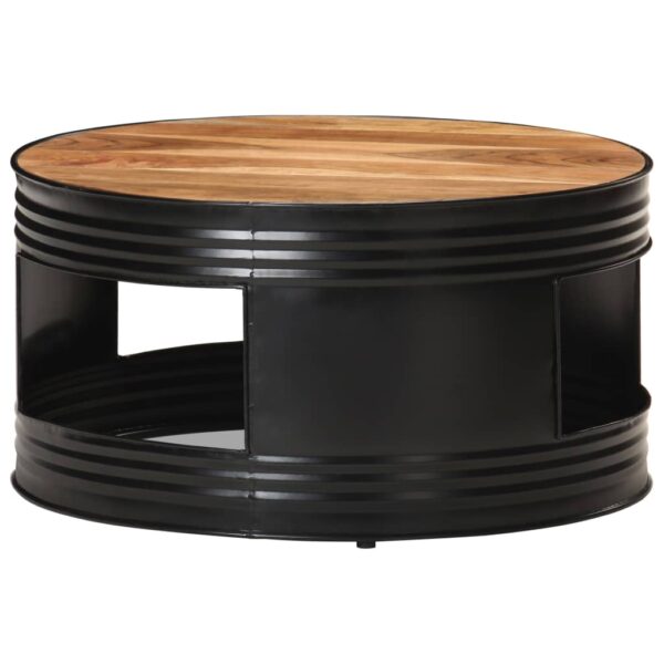 vidaXL Coffee Table Black 26.8"x26.8"x14.2" Solid Acacia Wood - Image 8