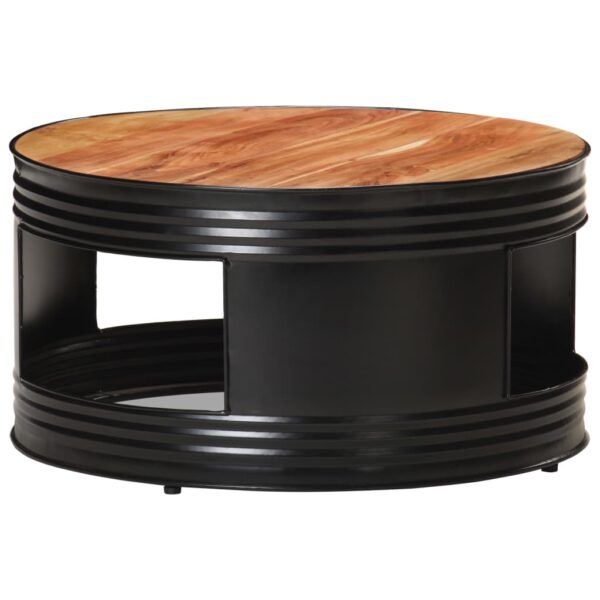 vidaXL Coffee Table Black 26.8"x26.8"x14.2" Solid Acacia Wood - Image 9