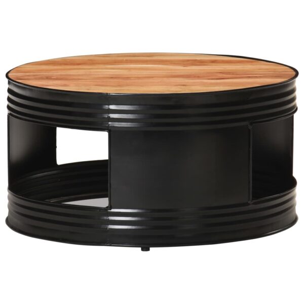 vidaXL Coffee Table Black 26.8"x26.8"x14.2" Solid Acacia Wood - Image 10