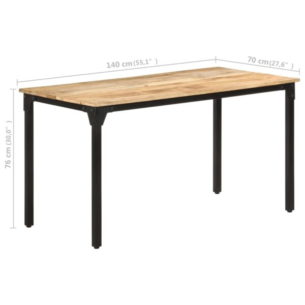 vidaXL Dining Table 55.1"x27.6"x29.9" Rough Mango Wood - Image 7