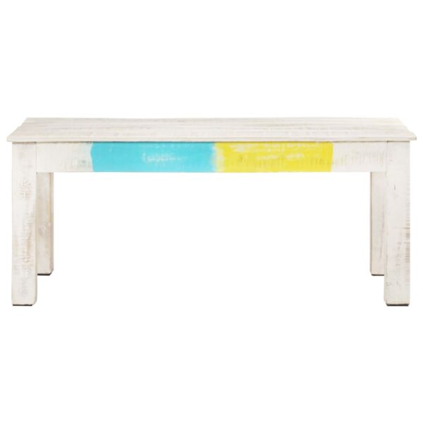 vidaXL Coffee Table White 43.3"x23.6"x17.7" Solid Mango Wood - Image 2