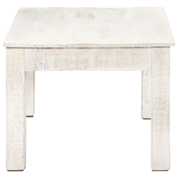 vidaXL Coffee Table White 43.3"x23.6"x17.7" Solid Mango Wood - Image 3