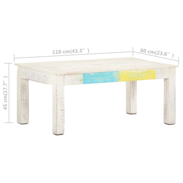 vidaXL Coffee Table White 43.3"x23.6"x17.7" Solid Mango Wood - Image 6