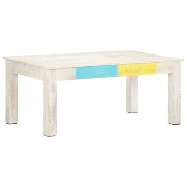 vidaXL Coffee Table White 43.3"x23.6"x17.7" Solid Mango Wood - Image 7