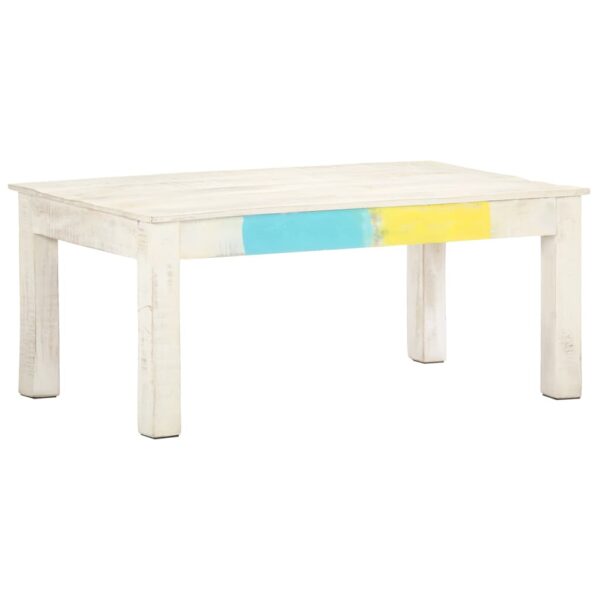 vidaXL Coffee Table White 43.3"x23.6"x17.7" Solid Mango Wood - Image 8