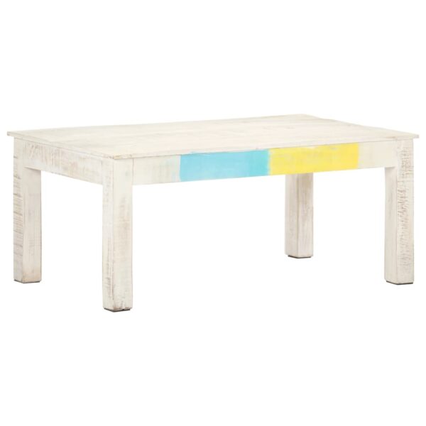 vidaXL Coffee Table White 43.3"x23.6"x17.7" Solid Mango Wood - Image 9