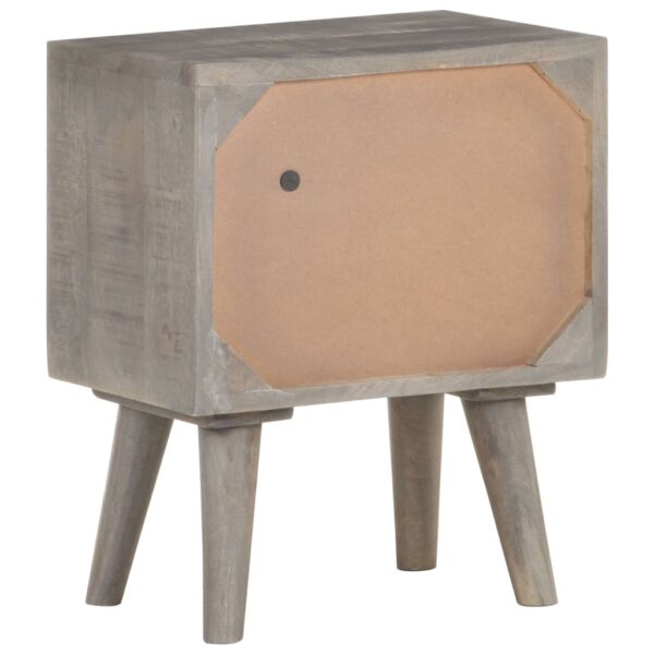 vidaXL Bedside Cabinet Gray 15.7"x11.8"x19.7" Solid Rough Mango Wood - Image 4