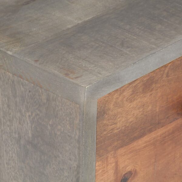 vidaXL Bedside Cabinet Gray 15.7"x11.8"x19.7" Solid Rough Mango Wood - Image 6