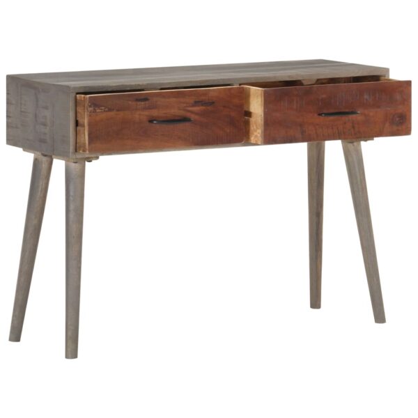 vidaXL Console Table Gray 43.3"x13.8"x29.5" Solid Rough Mango Wood - Image 2