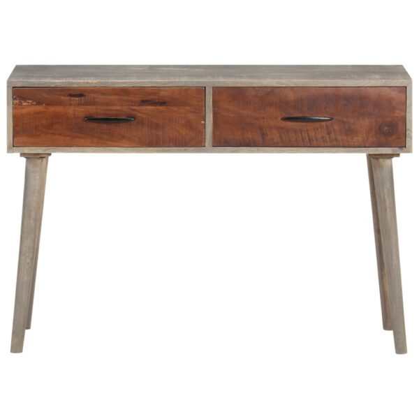 vidaXL Console Table Gray 43.3"x13.8"x29.5" Solid Rough Mango Wood - Image 3