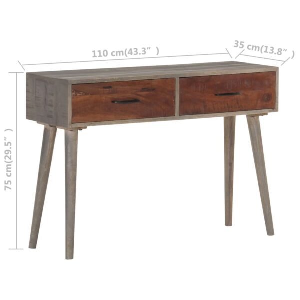 vidaXL Console Table Gray 43.3"x13.8"x29.5" Solid Rough Mango Wood - Image 6